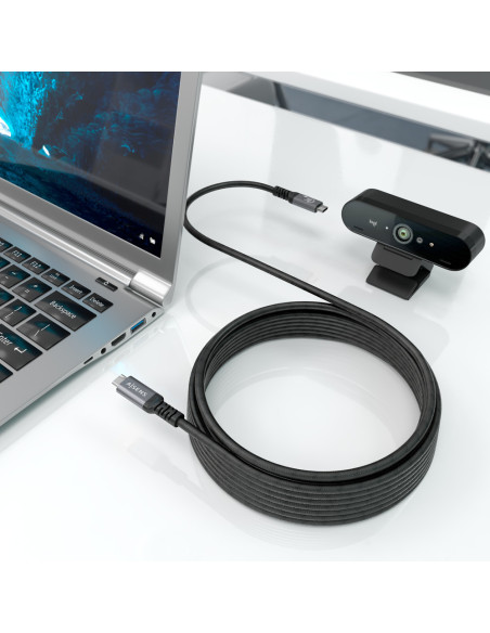 AISENS Cable USB 3.2 Gen1 Aluminio 5Gbps 4K@60Hz 3A 60W E-Mark, Tipo USB-C/M-USB-C/M, Negro, 7.0M