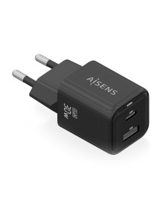 AISENS ASCH-30W2P021-BK cargador de dispositivo móvil Universal Corriente alterna Carga rápida Interior