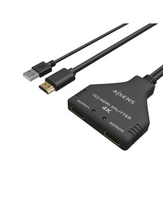 AISENS HDMI Duplicador 4K@30HZ 1×2 con Alimentación USB y Cable, Negro, 30 cm 2