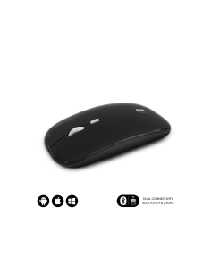 SUBBLIM Ratón Óptico Inalámbrico 2.4G y Bluetooth Dual Flat Mouse Recargable Negro
