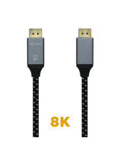 AISENS Cable Displayport V1.4 8k@60hz, DP/M-DP/M, Gris/Negro, 2.0m 2