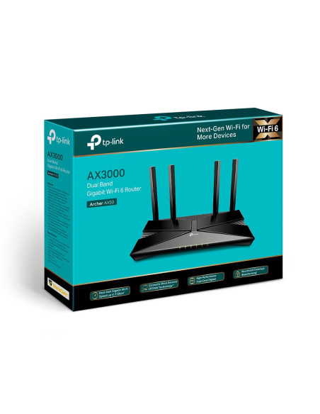 TP-Link Archer AX50 router inalámbrico Gigabit Ethernet Doble banda (2,4 GHz / 5 GHz) Negro