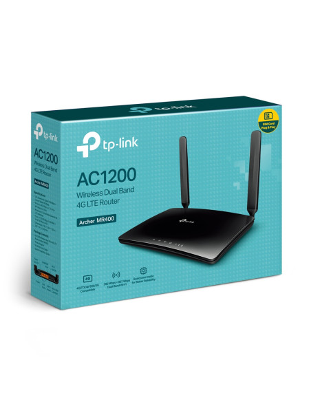 TP-Link Archer MR400 router inalámbrico Ethernet rápido Doble banda (2,4 GHz / 5 GHz) 4G Negro