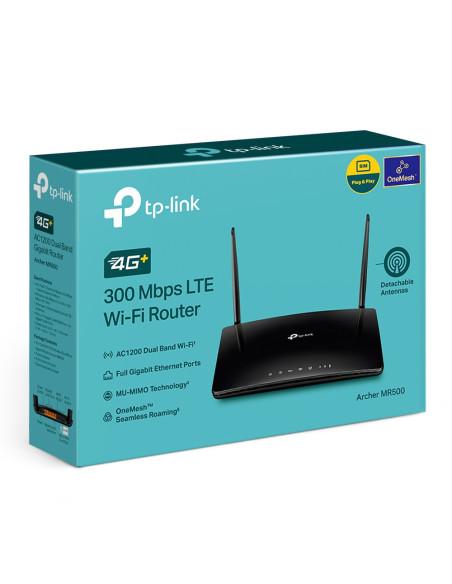 TP-Link Archer MR500 router inalámbrico Gigabit Ethernet Doble banda (2,4 GHz / 5 GHz) 4G Negro