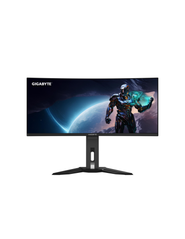GIGABYTE Monitor de juegos curvo OLED WQHD MO34WQC2 de 34" - 3440 x 1440, 240Hz, 0.03ms, KVM, 250 cd/m², FreeSync Premium Pro, D