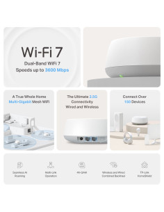 TP-Link DECO BE25(3-PACK) sistema Wi-Fi Mesh (Wi-Fi en malla) Doble banda (2,4 GHz / 5 GHz) Wi-Fi 7 (802.11be) Blanco 2 Interno 2