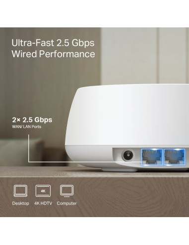 TP-Link DECO BE25(3-PACK) sistema Wi-Fi Mesh (Wi-Fi en malla) Doble banda (2,4 GHz / 5 GHz) Wi-Fi 7 (802.11be) Blanco 2 Interno