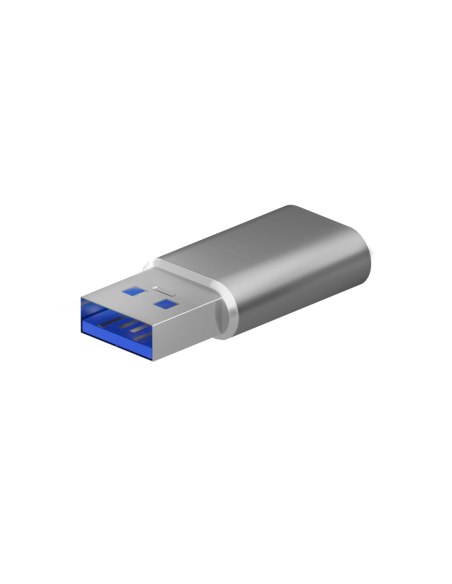 AISENS Mini Adaptador USB 3.2 Gen2 / USB 2.0 3A, Tipo USB-C/H-A/M, Gris