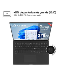 LG Gram 17Z90S Intel Core Ultra 7 155H Portátil 43,2 cm (17") WQXGA 16 GB LPDDR5-SDRAM 512 GB SSD Wi-Fi 6E (802.11ax) Windows 11 2
