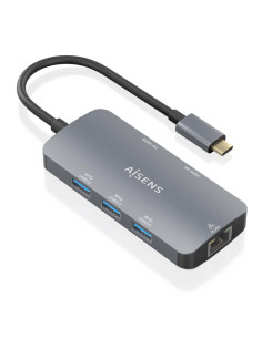 AISENS USB-C Dock 6 En 1, USB-C a 1xHDMI, 1xRJ45, 3xUSB-A, 1xUSB-C PD, Gris, 15cm 2