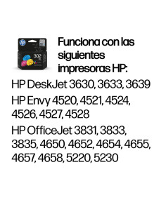 HP Cartucho de tinta original 302XL de alta capacidad tricolor 2
