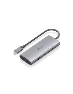 AISENS Hub USB 3.1 USB-C, USB-C/M-1xUSB-C PD 100W+1xUSB-C USB3.0/H+1xUSB-C USB2.0/H+2xUSB-A USB2.0/H, Gris, 15cm
