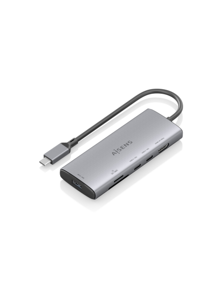 AISENS USB-C Dock 6 en 1, USB-C a 1xHDMI, 1xUSB-A 10G, 2xUSB-C 10G, 1xSD, 1xMicroSD, Gris, 20cm