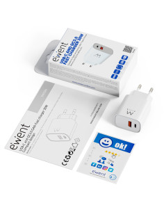 Ewent EW1326 cargador de dispositivo móvil Universal Blanco Corriente alterna Carga rápida Interior 2