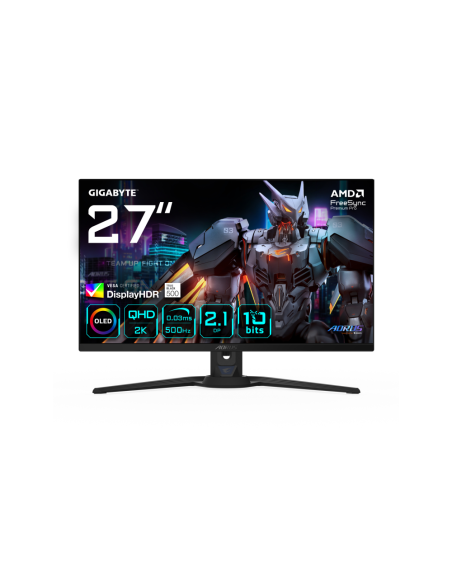 GIGABYTE AORUS FO27Q5P Monitor Gaming OLED QHD – 2560 x 1440, 500Hz, 0,03ms, KVM, 300 cd/m², FreeSync Premium Pro, DisplayHDR Tr