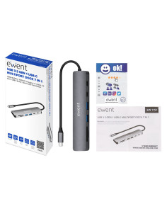 Ewent EW1152 base para portátil y replicador de puertos Alámbrico USB 3.2 Gen 1 (3.1 Gen 1) Type-C Gris 2