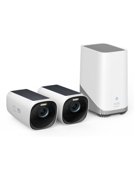 Eufy Kit de 2 cámaras eufyCam 3 de Security, cámara de seguridad 4K con panel solar integrado, IA de reconocimiento facial, cáma
