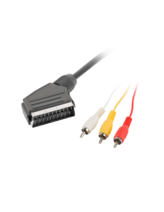 Lanberg CA-EURC-10CC-0018-BK cable EUROCONECTOR 1,8 m SCART (21-pin) 3 x RCA Negro