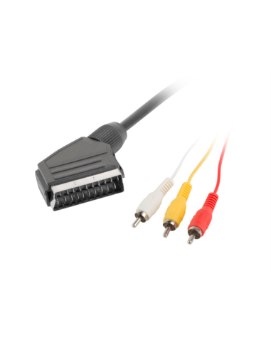 Lanberg CA-EURC-10CC-0018-BK cable EUROCONECTOR 1,8 m SCART (21-pin) 3 x RCA Negro