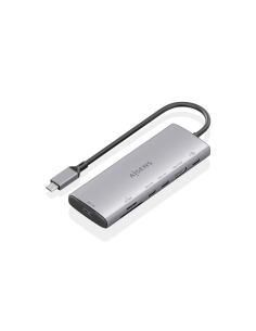 AISENS USB-C Dock 7 en 1, USB-C a 1xHDMI, 1xUSB-A 10G, 2xUSB-C 10G, 1xSD, 1xMicroSD, 1xUSB-C PD 100W, Gris, 20cm