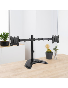 TooQ Soporte de Mesa, Giratorio e Inclinable, para 2 Pantallas de 17”-32” 2