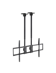 TooQ Soporte de Techo Extensible con doble mástil para Pantallas 60”-120", Negro