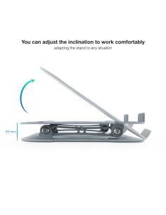 TooQ Soporte Elevador de Aluminio Ajustable Ergonómico para Portátiles, Gris 2