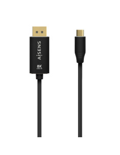 AISENS Cable Conversor Aluminio USB-C a Displayport 8K@60Hz, USB-C/M-DP/M, Negro, 0.8M