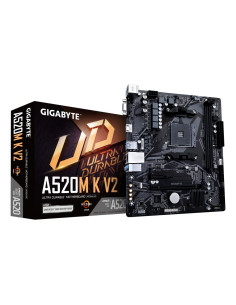 GIGABYTE Placa base A520M K V2 - Compatible con CPUs AMD Ryzen serie 5000 AM4, hasta 5100MHz DDR4 (OC), PCIe Gen3 x4 M.2, LAN Gb