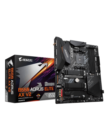 GIGABYTE B550 AORUS ELITE AX V2 Placa base - Procesadores AMD Ryzen 5000, VRM de 12+2 fases, hasta 4733 MHz DDR4, 1xPCIe 4.0 + 1