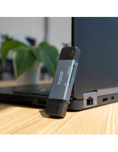TooQ Lector de Tarjetas SD + TF, con entradas USB-C 3.0 + USB A, Color Gris 2