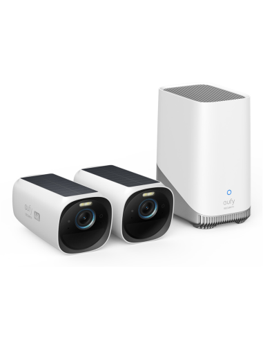 Eufy Kit de 2 cámaras eufyCam 3 de Security, cámara de seguridad 4K con panel solar integrado, IA de reconocimiento facial, cáma