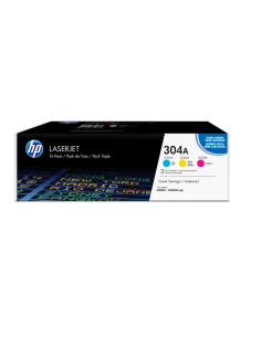 HP Pack de ahorro de 3 cartuchos de tóner original LaserJet 304A cian/magenta/amarillo