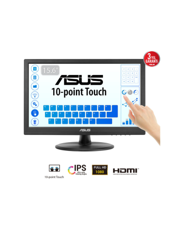 ASUS Touch VT169HE pantalla para PC 39,6 cm (15.6") 1920 x 1080 Pixeles Full HD LED Pantalla táctil Mesa Negro