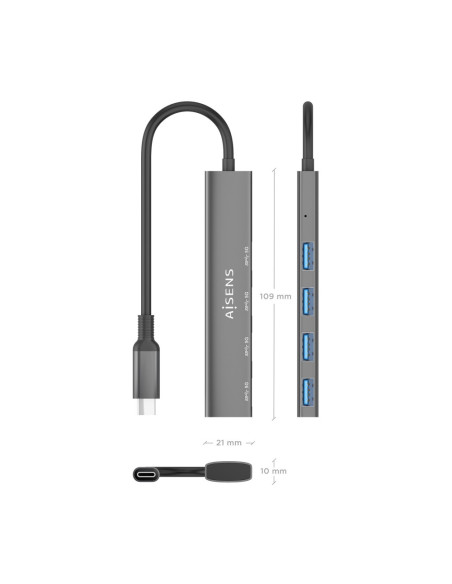 AISENS A109-0943 base para portátil y replicador de puertos Alámbrico USB 3.2 Gen 1 (3.1 Gen 1) Type-C
