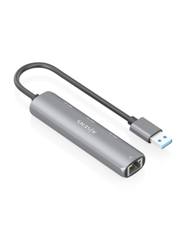 AISENS USB3.0 Dock USB-A A Ethernet Gigabit + Hub 3xUSB-A, Gris, 15cm