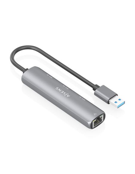 AISENS USB3.0 Dock USB-A A Ethernet Gigabit + Hub 3xUSB-A, Gris, 15cm