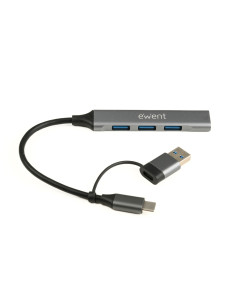 Ewent EW1154 hub de interfaz USB 3.2 Gen 1 (3.1 Gen 1) Type-A + Type-C Gris