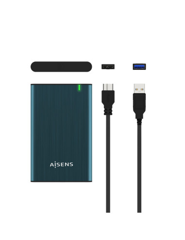 AISENS Caja Externa 2.5" ASE-2525PB 9.5 mm SATA A USB 3.0/USB 3.1 Gen1, Azul Pacifico