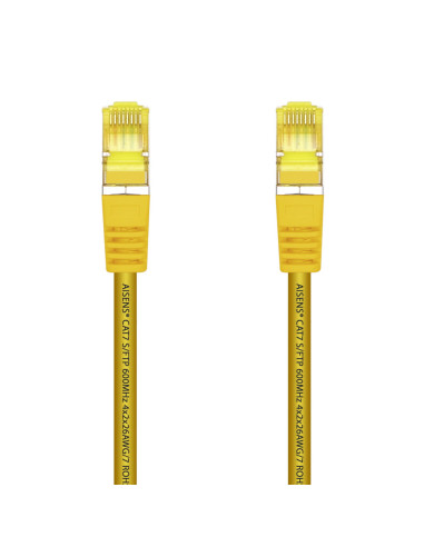 AISENS Cable De Red Latiguillo RJ45 LSZH Cat.7 600 MHz S/FTP PIMF AWG26, Amarillo, 0.5 m