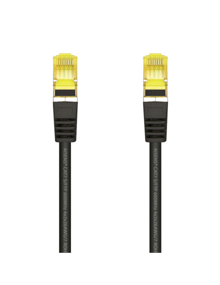 AISENS Cable De Red Latiguillo RJ45 LSZH Cat.7 600 MHz S/FTP PIMF AWG26, Negro, 0.5 m