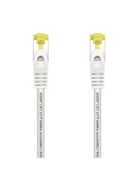 AISENS Cable De Red Latiguillo RJ45 LSZH Cat.7 600 MHz S/FTP PIMF AWG26, Blanco, 0.5 m