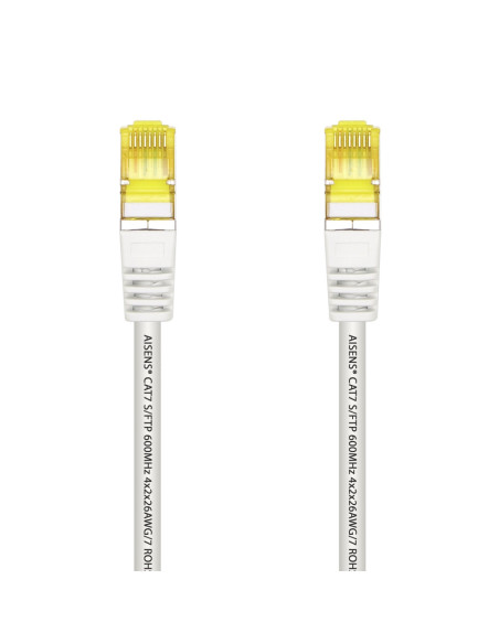 AISENS Cable De Red Latiguillo RJ45 LSZH Cat.7 600 MHz S/FTP PIMF AWG26, Blanco, 0.5 m