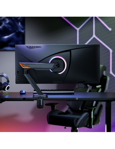 AISENS DT49TSRRGB-347 soporte para monitor 124,5 cm (49") Escritorio Negro, Gris
