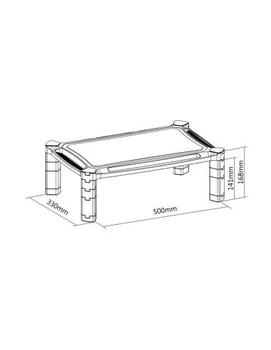 AISENS Soporte Elevador XL Para Monitor/Portátil, Negro