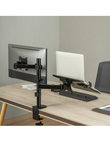 AISENS Soporte de Mesa Giratorio e Inclinable para Portatil y Monitor/TV 9Kg de 17-32, Negro