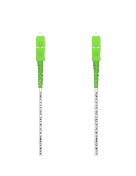 AISENS Cable Fibra Óptica Latiguillo G657A2 3.0 9/125 SMF Simplex CPR DCA LSZH, SC/APC-SC/APC, Blanco, 2.0 m
