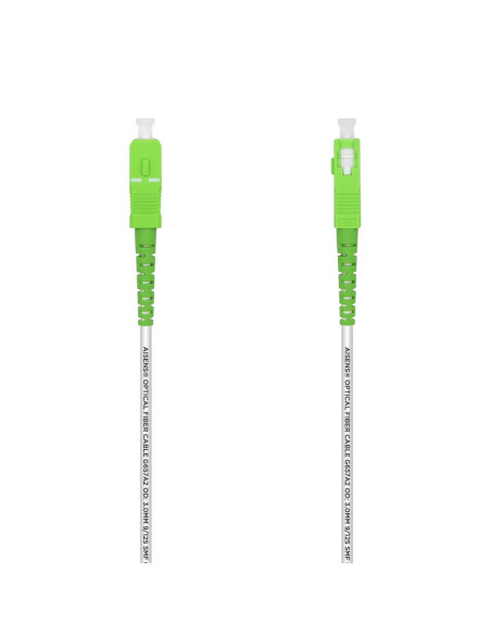 AISENS Cable Fibra Óptica Latiguillo G657A2 3.0 9/125 SMF Simplex CPR DCA LSZH, SC/APC-SC/APC, Blanco, 2.0 m