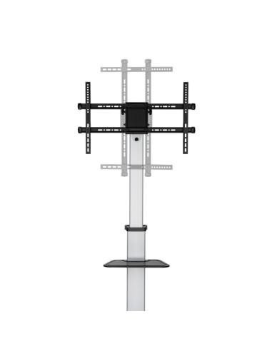 AISENS Floor Stand with Wheel, DVD Tray for Monitor/TV 50Kg from 37-86, Black-Silver