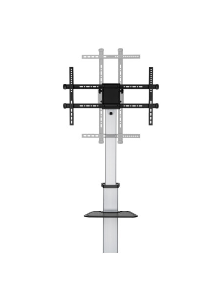 AISENS Floor Stand with Wheel, DVD Tray for Monitor/TV 50Kg from 37-86, Black-Silver
